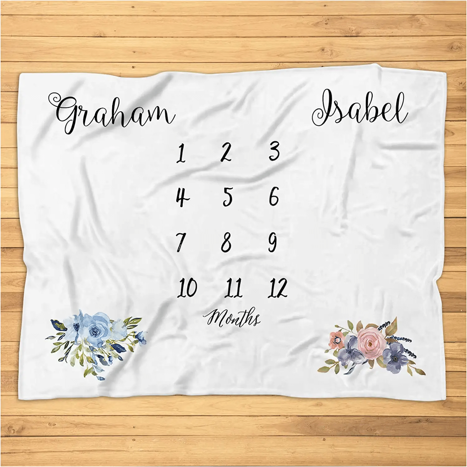 Personalized Twin Milestone Baby Blanket