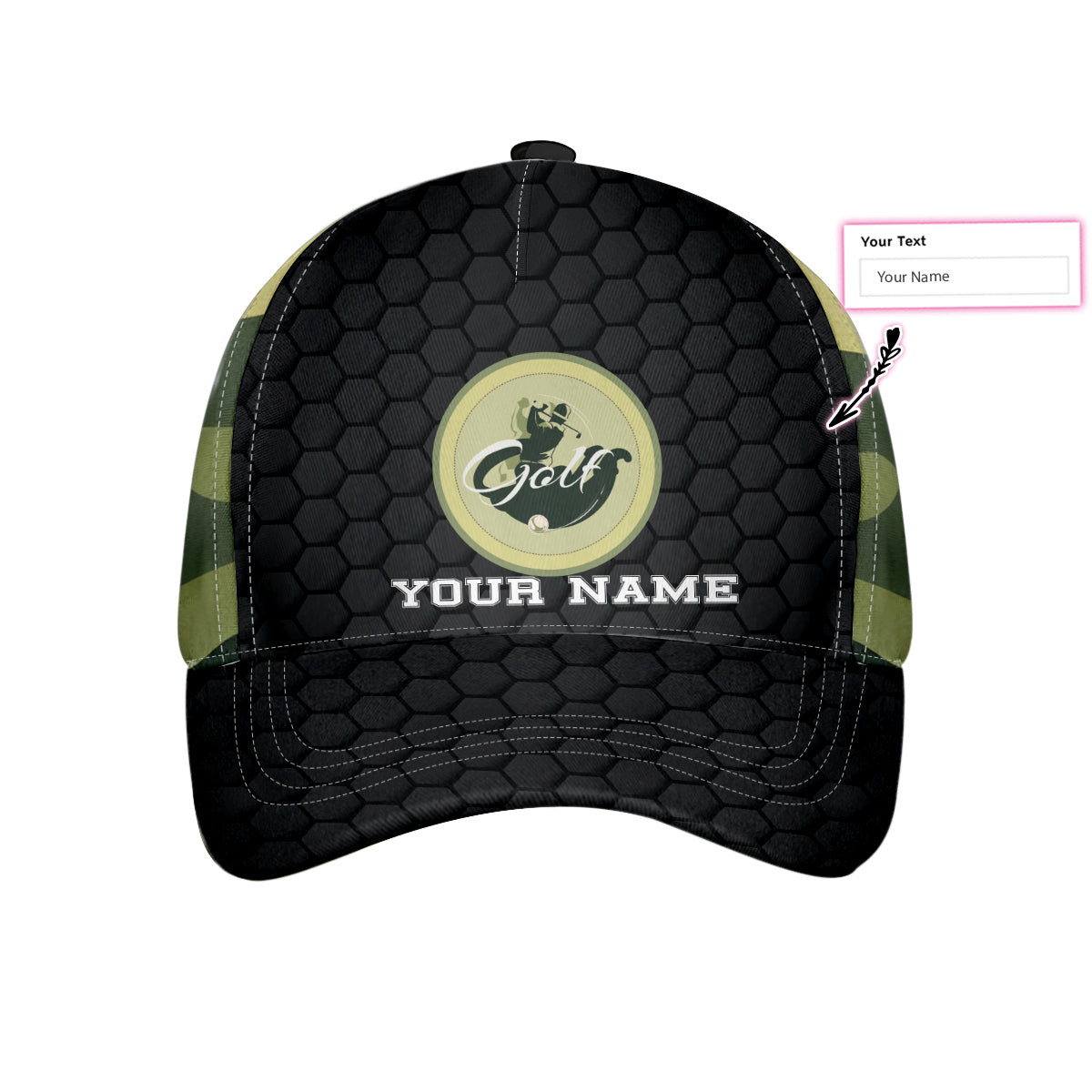 Personalized Vintage Camouflaged Black Golf Pattern Custom Cap