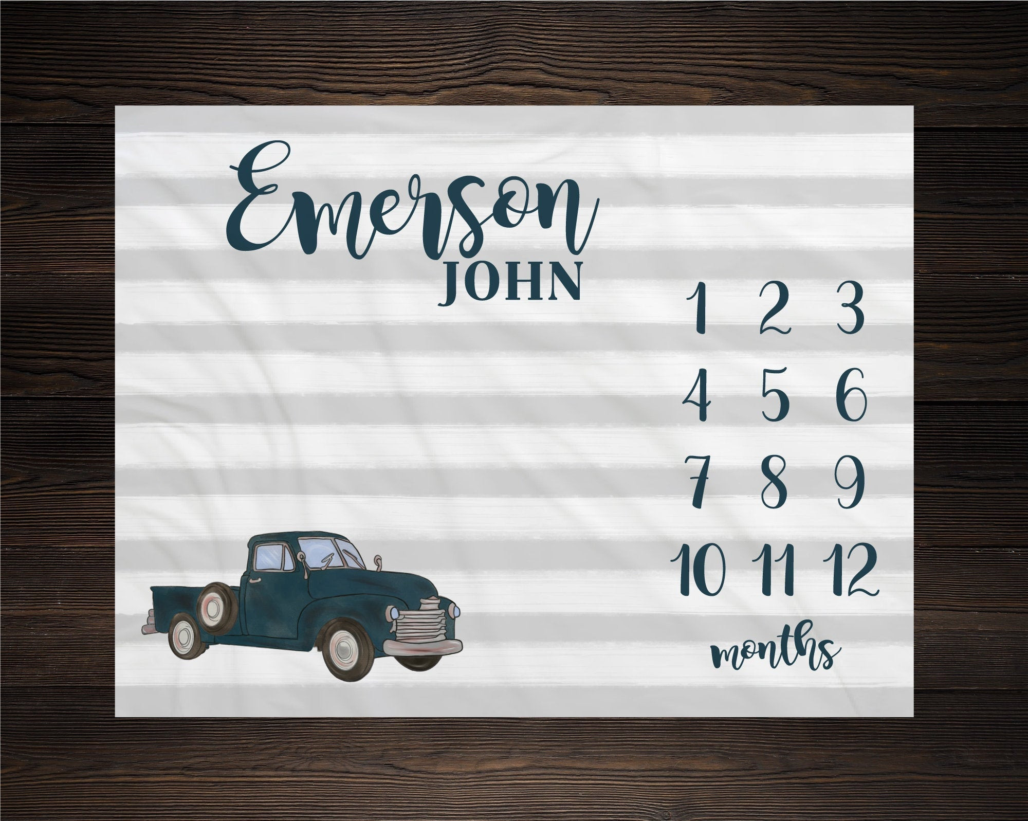 Personalized Vintage Truck Milestone Blanket