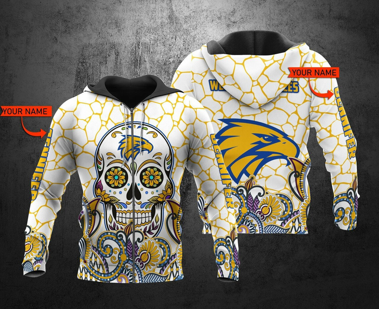 Personalized West Coast Eagles Skullflower Custom 3d All Over Print Hoodie