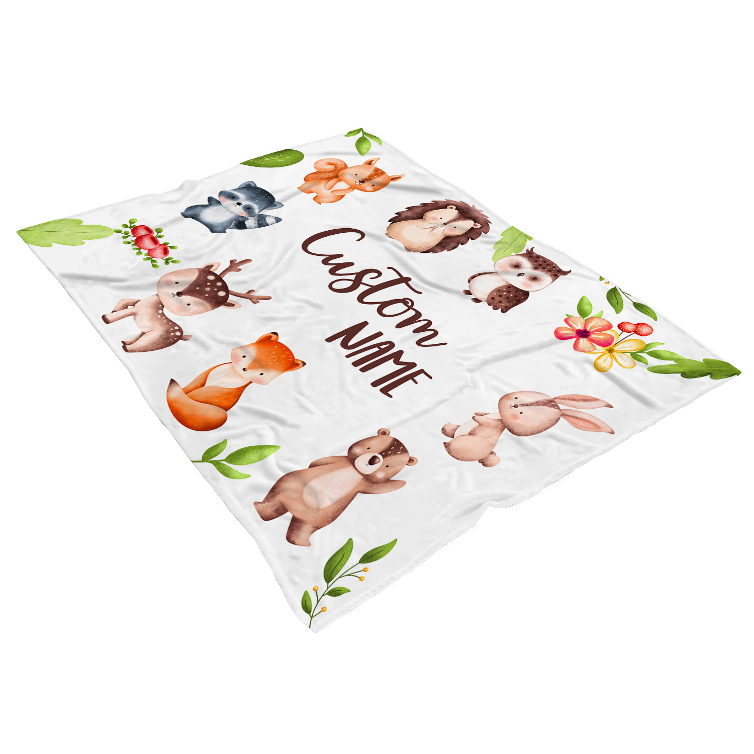 Custom Woodland Animals Baby Blanket Nursery Decor