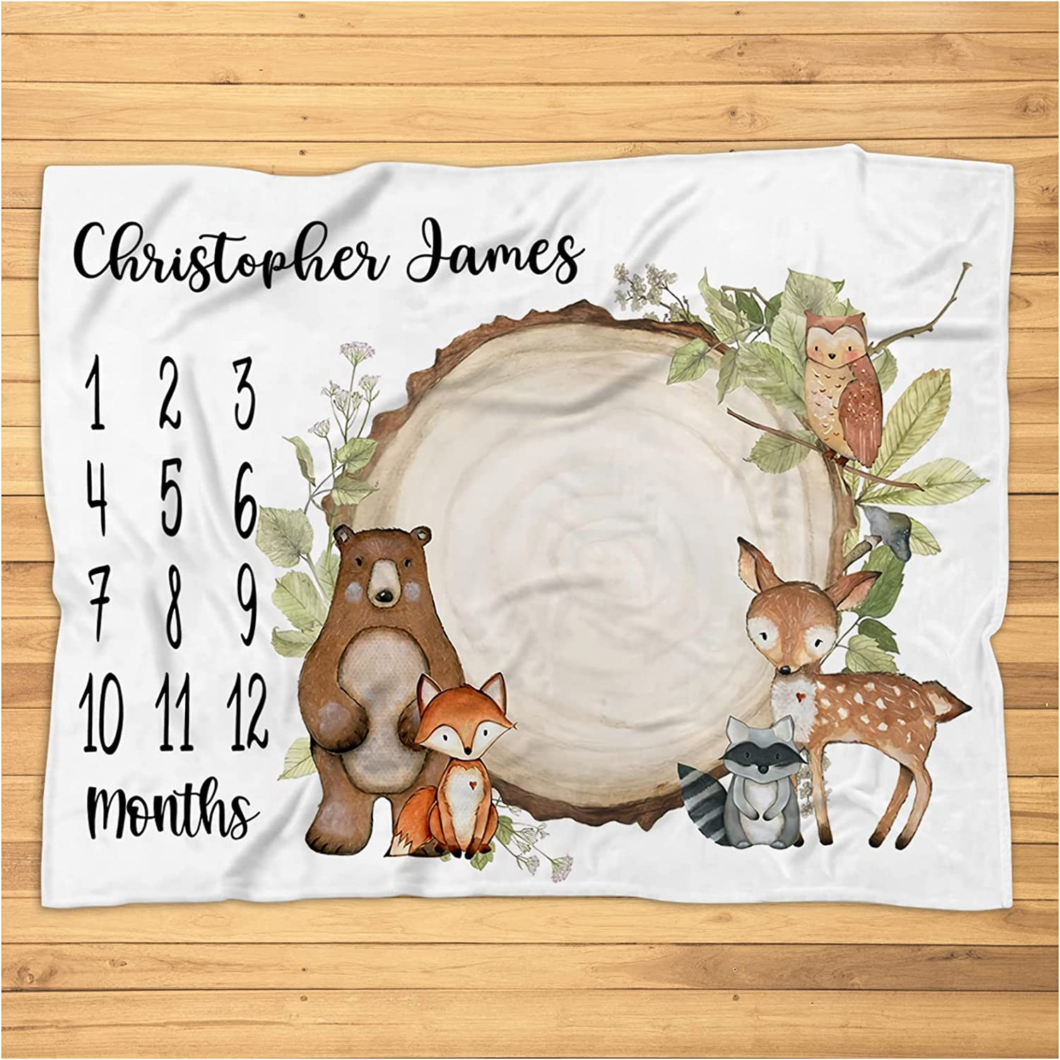 Personalized Woodland Milestone Blanket