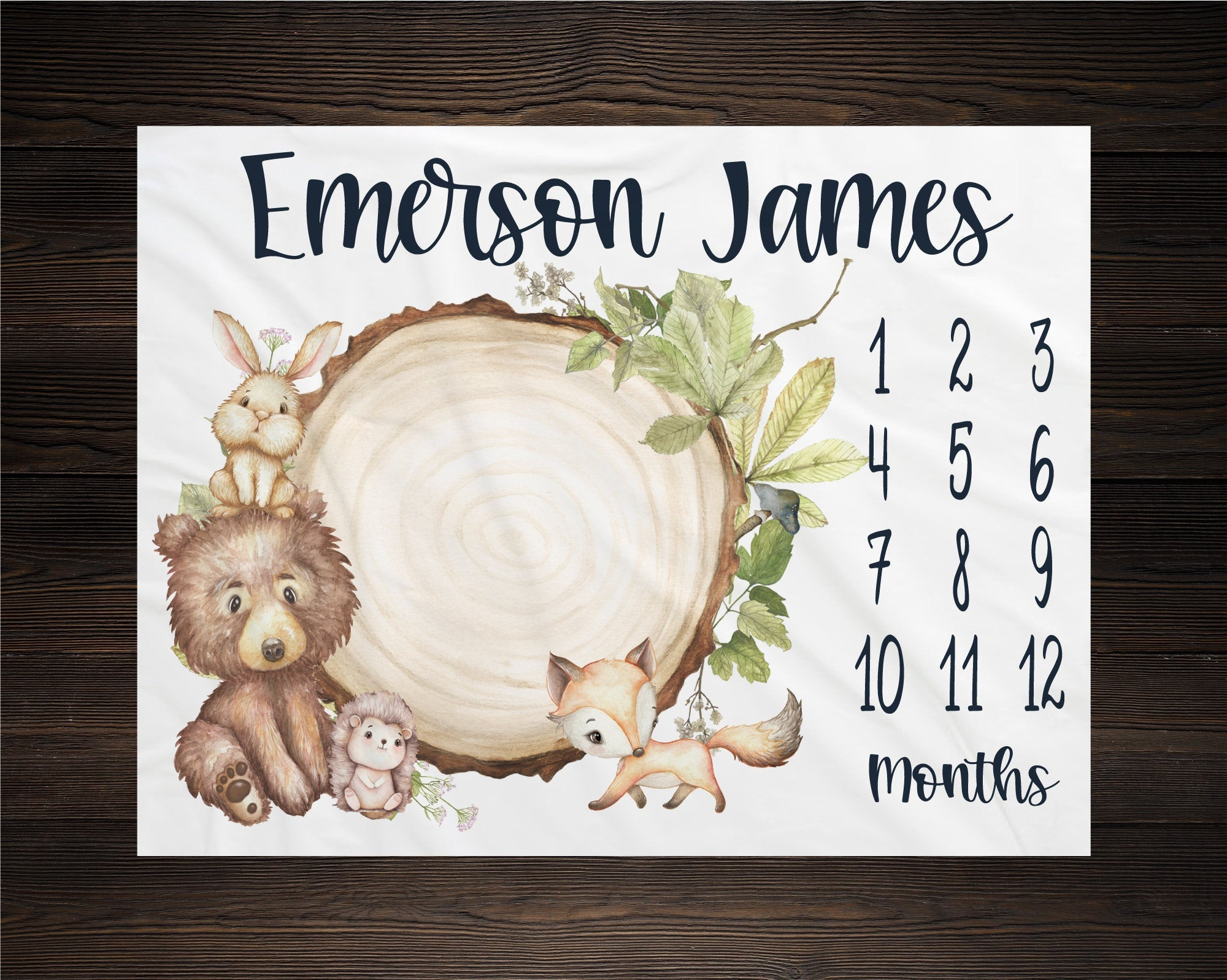 Personalized Woodland Milestone Blanket