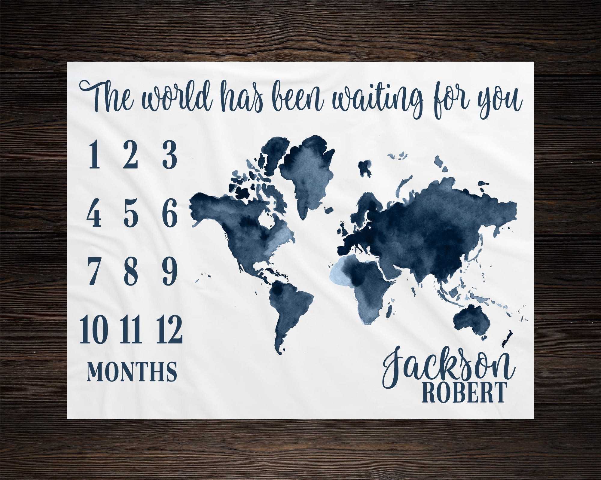 Personalized World Map Milestone Blanket