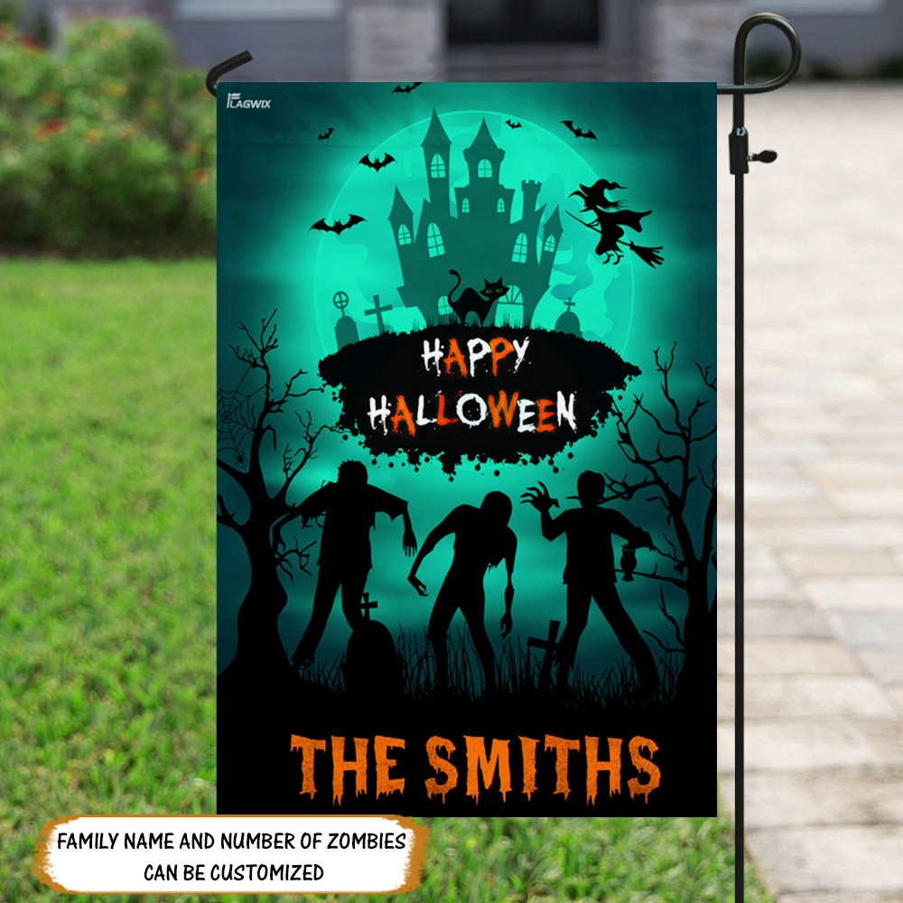 Personalized Zombie Flag Halloween Zombie Family Flag Halloween Outdoor Decor Fall Yard House Decoration