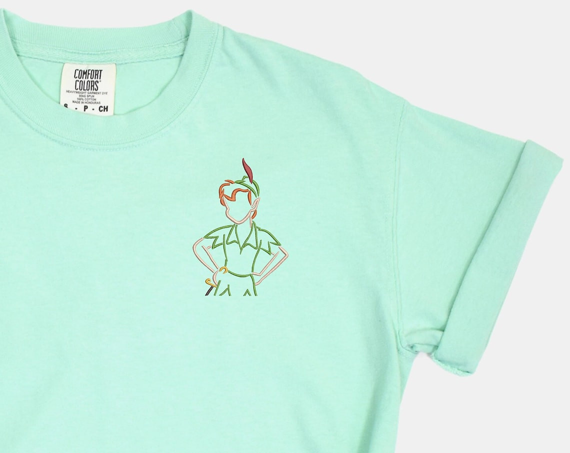 Peter Pan Embroidered Tshirt Peter Pan Embroidered Shirt Peter Pan T Shirt Disney Shirt Disney Tshirt Womens Disney Shirt