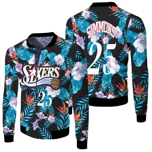 Philadelphia 76Ers Ben Simmons 25 Floral Fashion 1997-98 Nba Match Jersey Style Gift For 76Ers Fans Fleece Bomber Jacket