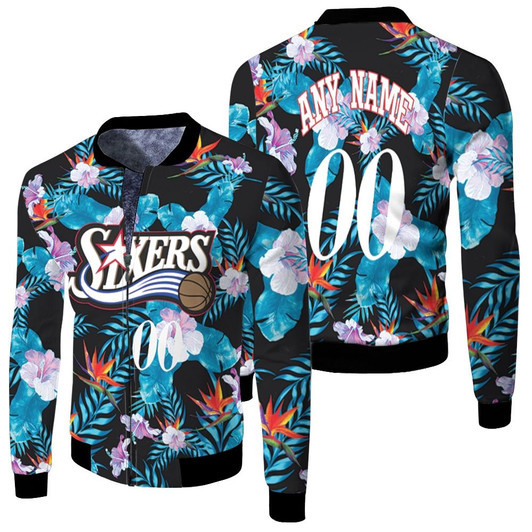 Philadelphia 76Ers Personalized 00 Floral Fashion 1997-98 Nba Match Jersey Style Gift For 76Ers Fans Fleece Bomber Jacket