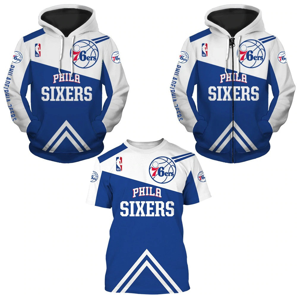 Philadelphia 76ers Sixers Clothing T-Shirt Pullover Zipper Hoodies For Men Women Size S-5XL