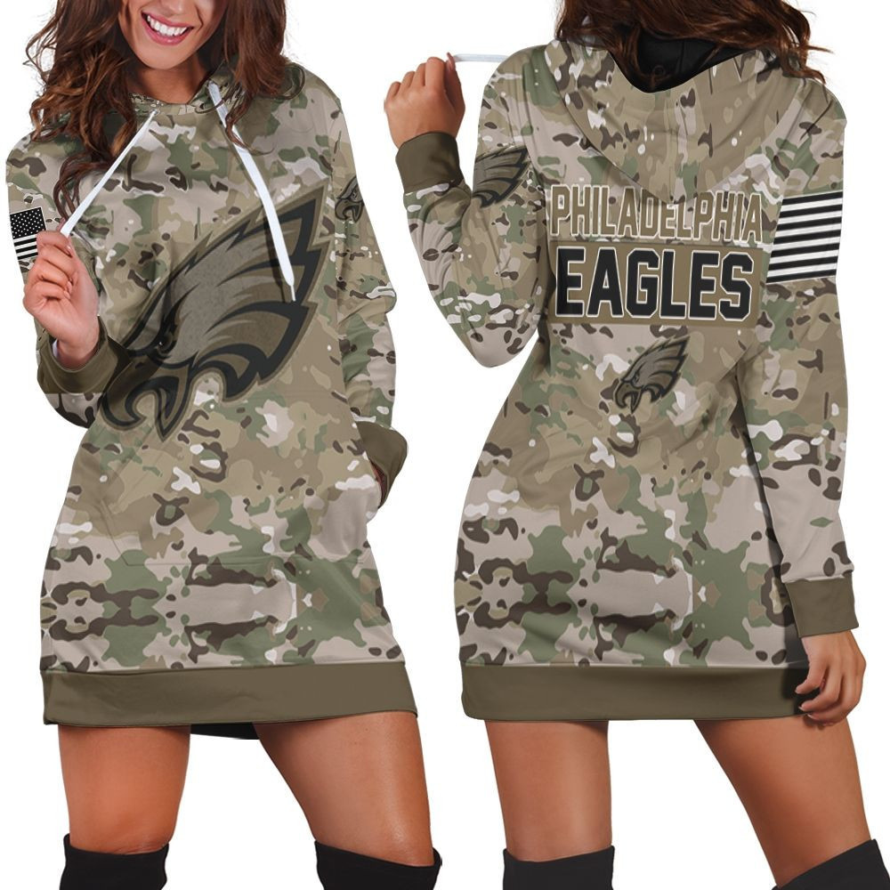 Philadelphia Eagles Camouflage Veteran 1 Personalized Hoodie Dress Sweater Dress Sweatshirt Dress