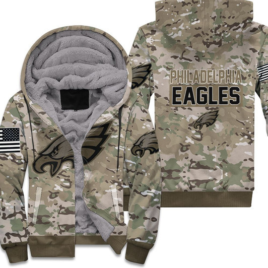 Philadelphia Eagles Camouflage Veteran 3D Fleece Hoodie