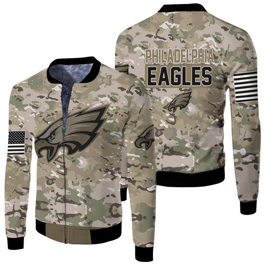 Philadelphia Eagles Camouflage Veteran Fleece Bomber Jacket