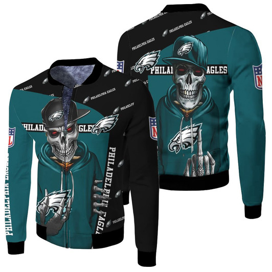 Philadelphia Eagles Hip Hop Skull Fleece Bomber Jacket