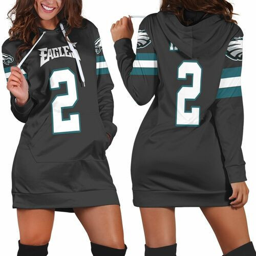 Philadelphia Eagles Jalen Hurts 2 Nfl Black Jersey Inspired Style Hoodie Dress Sweater Dress Sweatshirt Dress