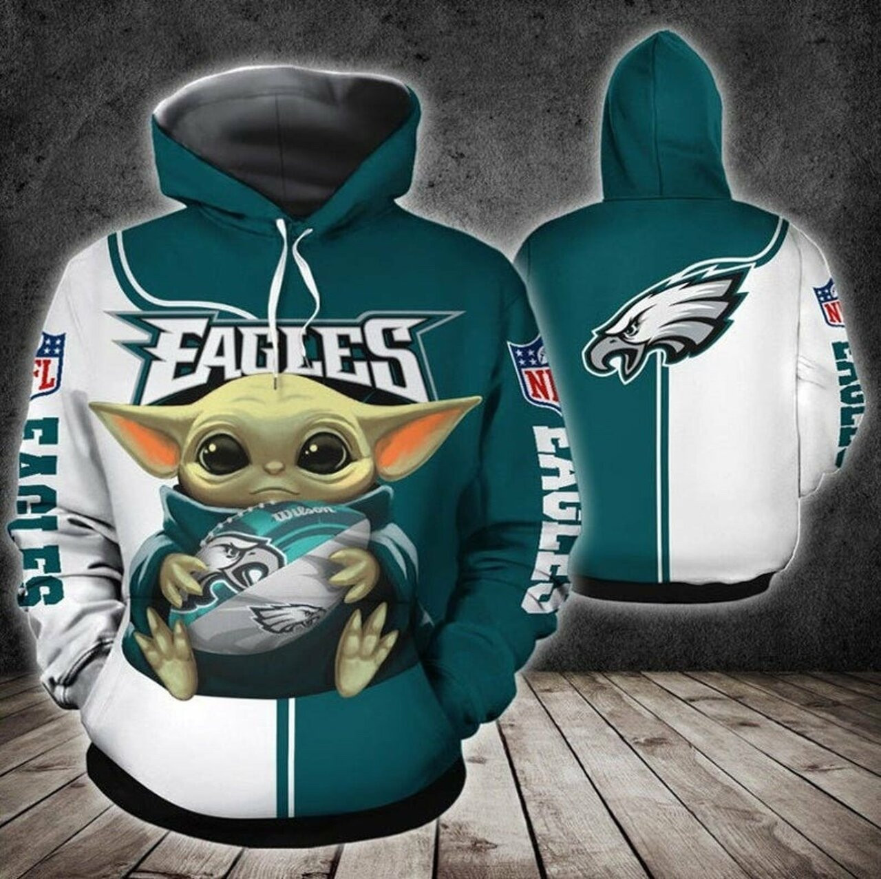 Philadelphia Eagles Nfl Baby Yoda 3d All Over Print Hoodie