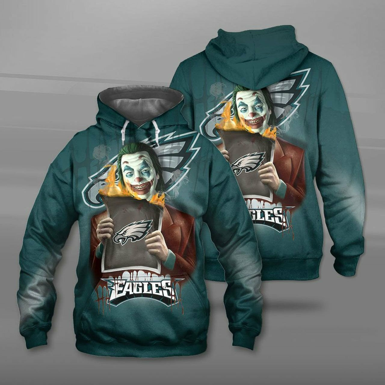 Philadelphia Eagles Team Pullover Hoodies The Joker Movie Character 2021