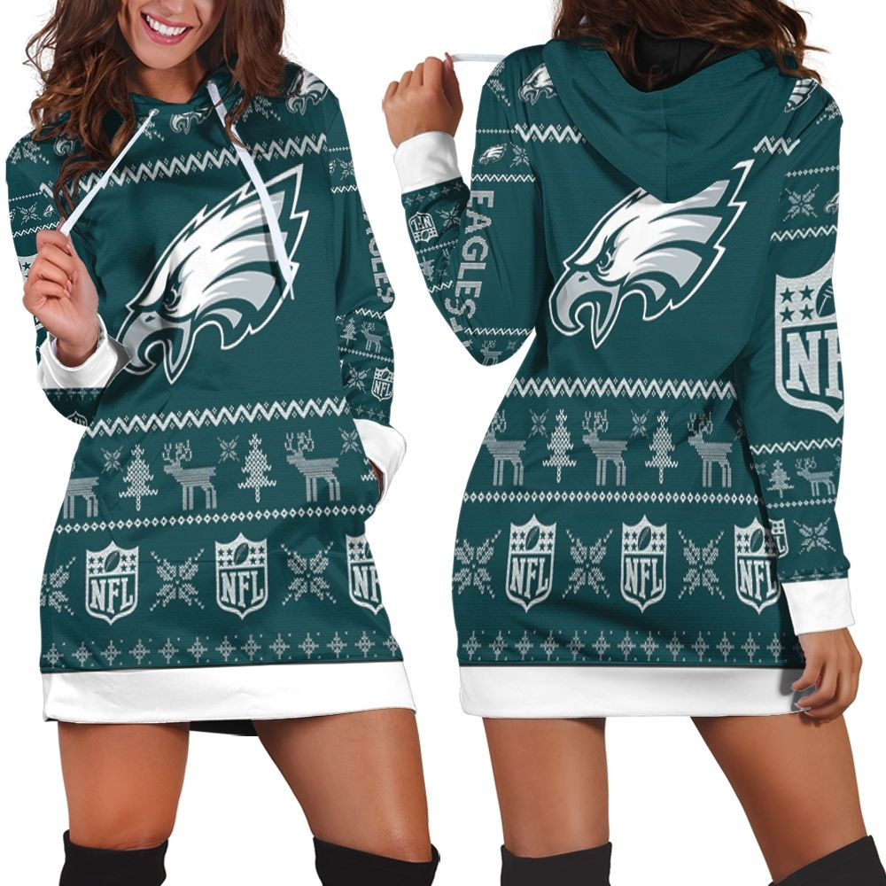 Philadelphia Eagles Ugly Sweatshirt Christmas 3d Hoodie Dress For Women