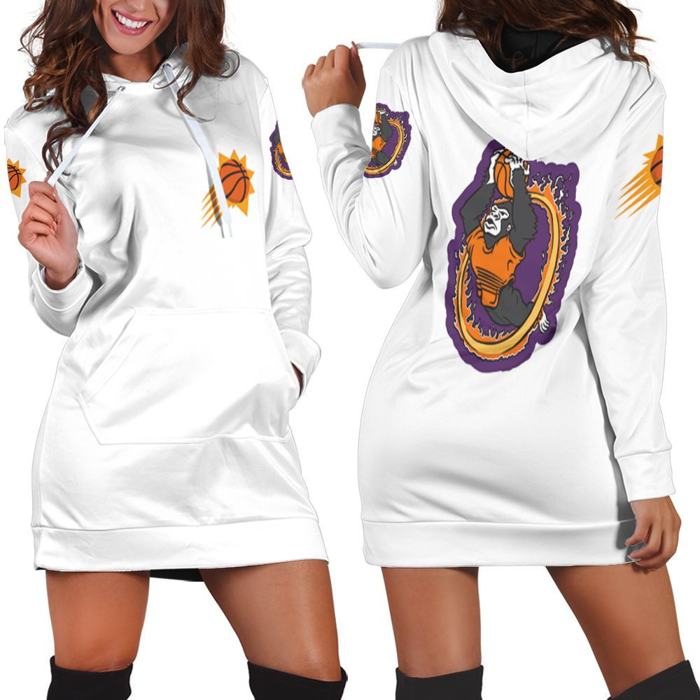 Phoenix Suns Basketball Classic Mascot Logo Gift For Suns Fans White Hoodie Dress Sweater Dress Sweatshirt Dress