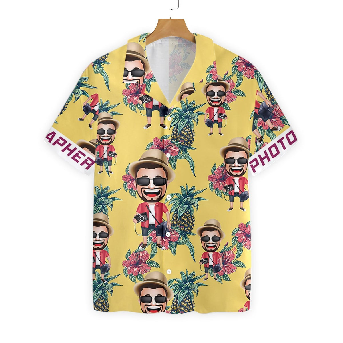 Photographer Pineapple Seamless Pattern Custom Hawaiian Shirt