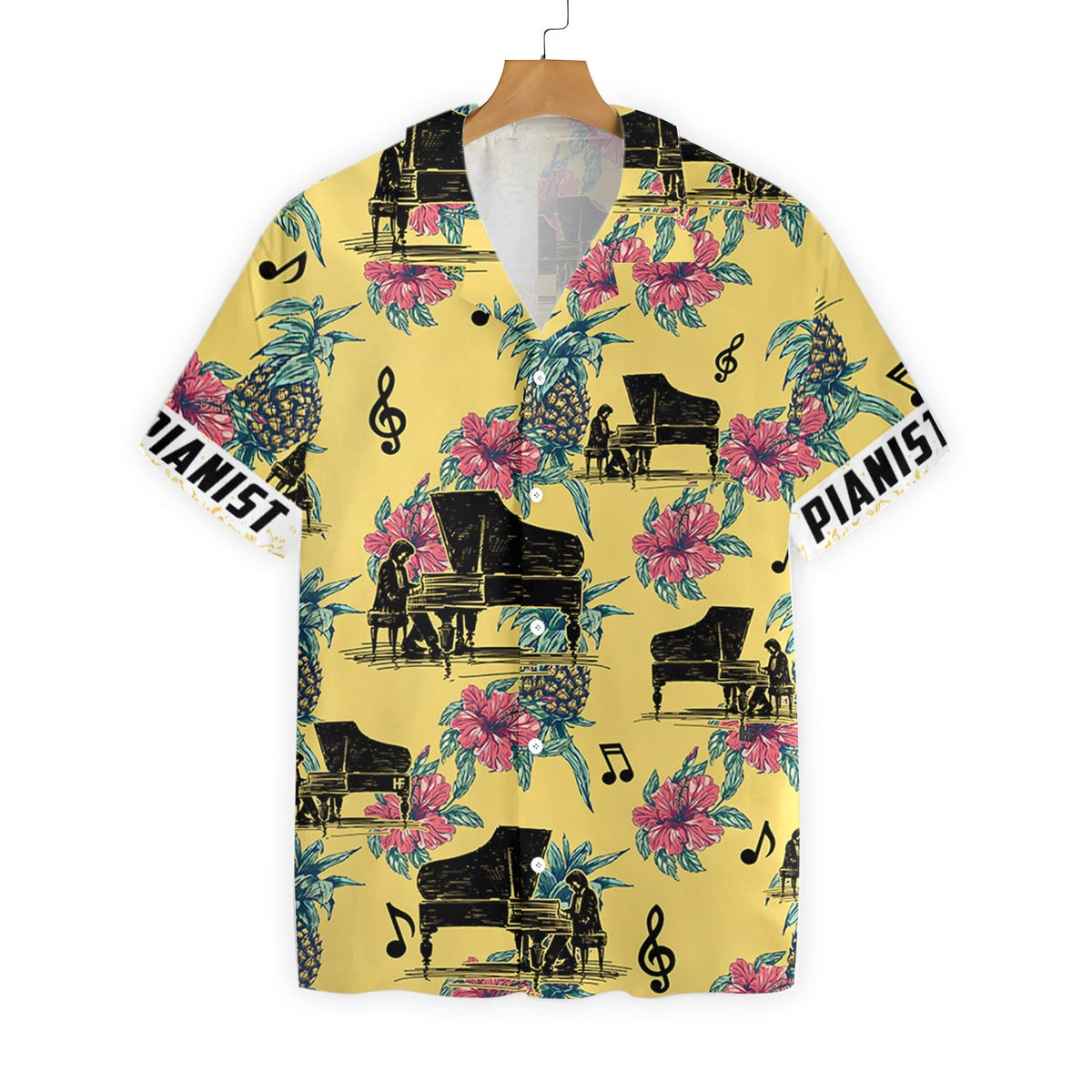 Pianist Pineapple Seamless Pattern Custom Hawaiian Shirt