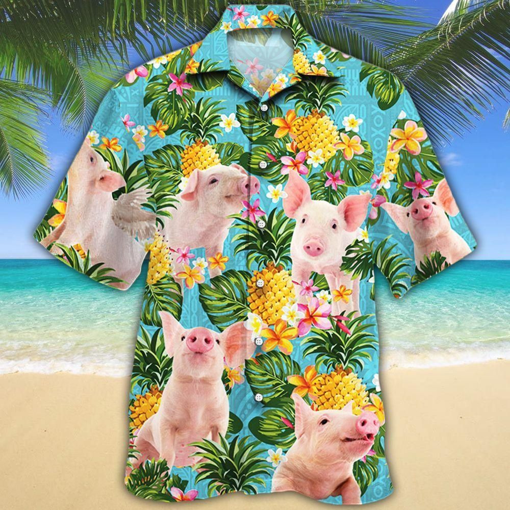 Pig Lovers Pineapple Aloha Hawaiian Shirt Colorful Short Sleeve Summer Beach Casual Shirt For Men And Women