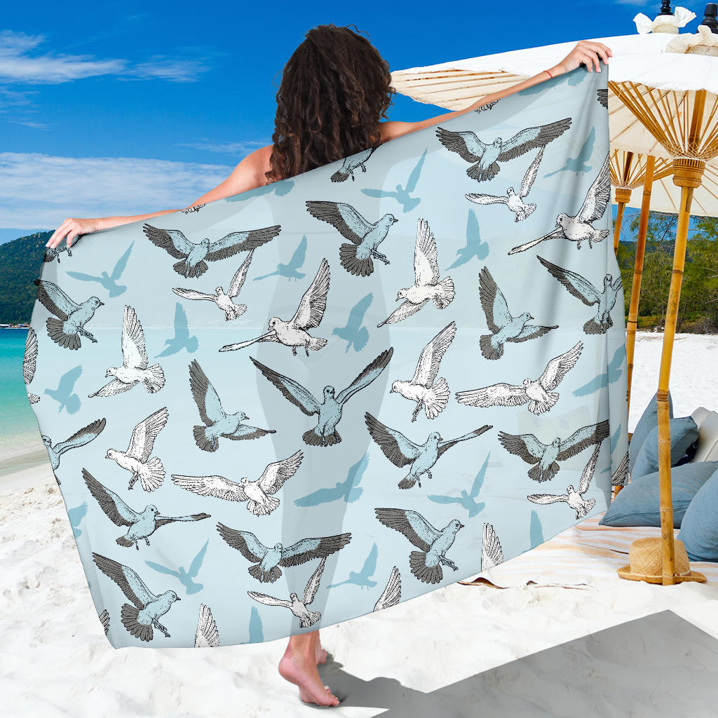 Pigeon Pattern Print Sarong Cover Up Pigeon Pareo Wrap Skirt Dress