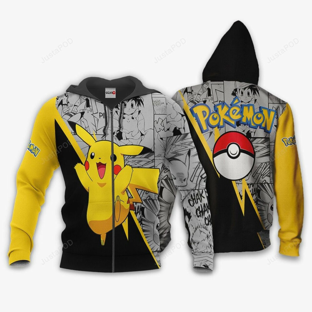 Pikachu Anime Mix Manga Pokemon 3d All Over Print Hoodie