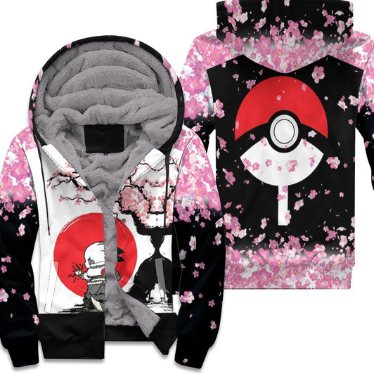 Pikachu Sasuke Uchiha Clan Japanese Blossom 3D Fleece Hoodie