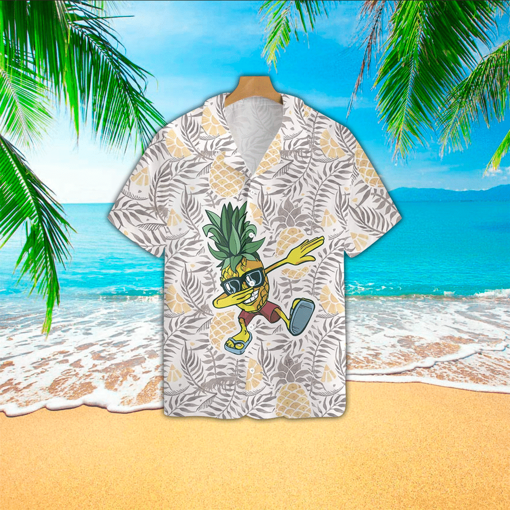 Pineapple Apparel Pineapple Hawaiian Button Up Shirt for Men and Women