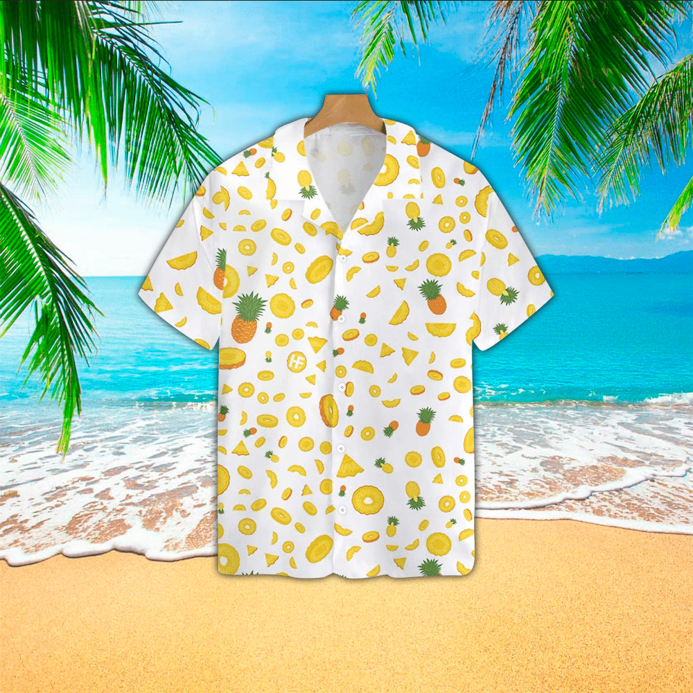 Pineapple Apparel Pineapple Hawaiian Button Up Shirt for Men and Women