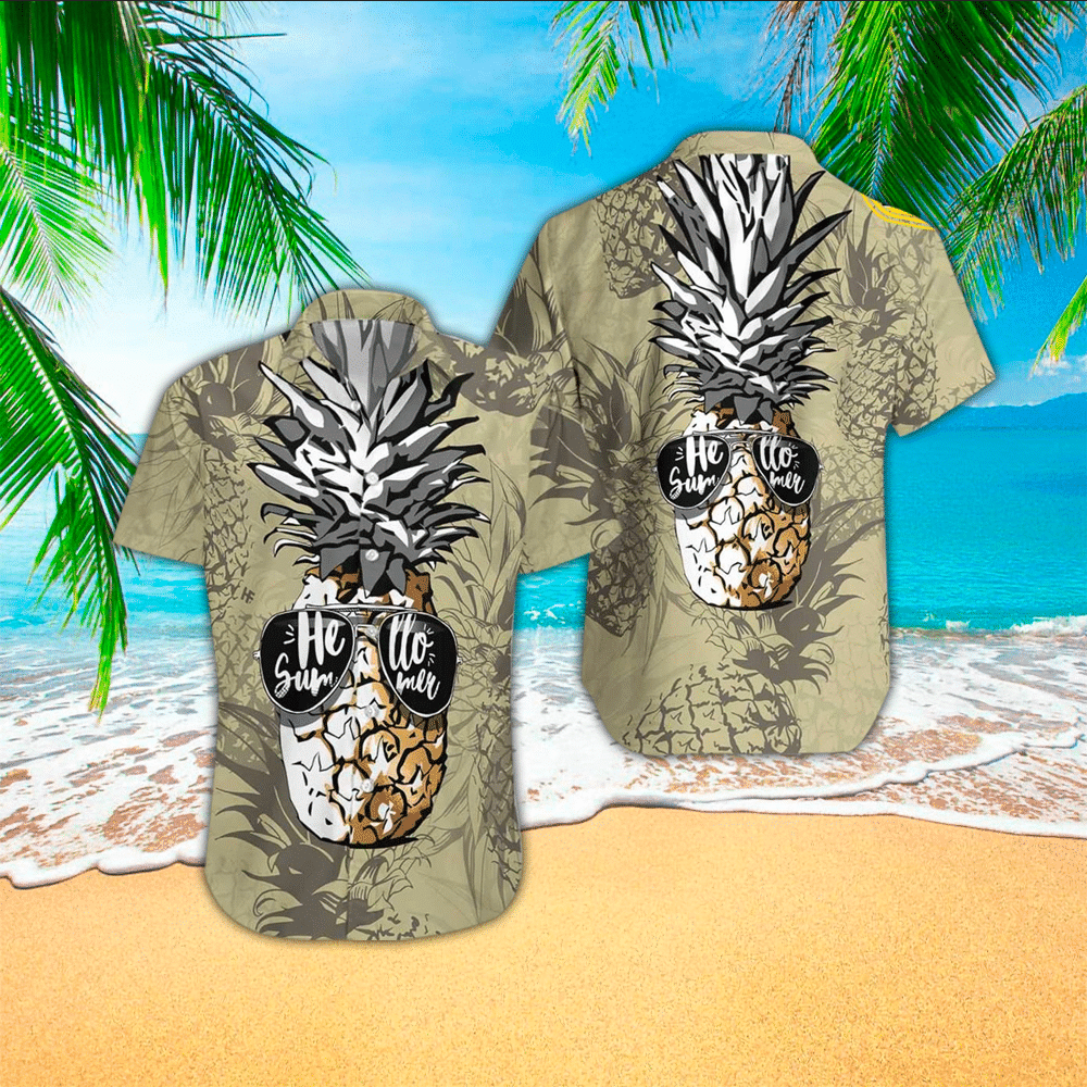 Pineapple Apparel Pineapple Hawaiian Button Up Shirt for Men and Women