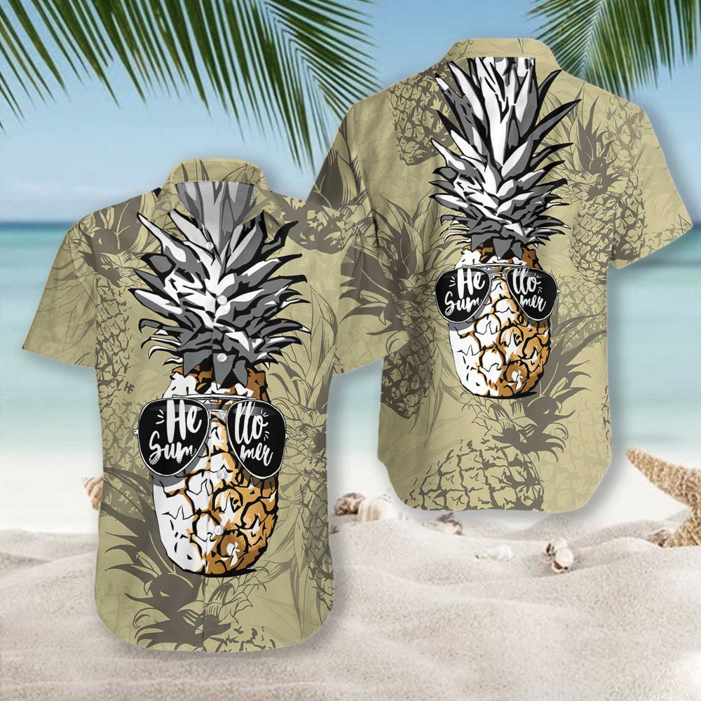 Pineapple Hello Summer Hawaiian Shirt for Men and Women