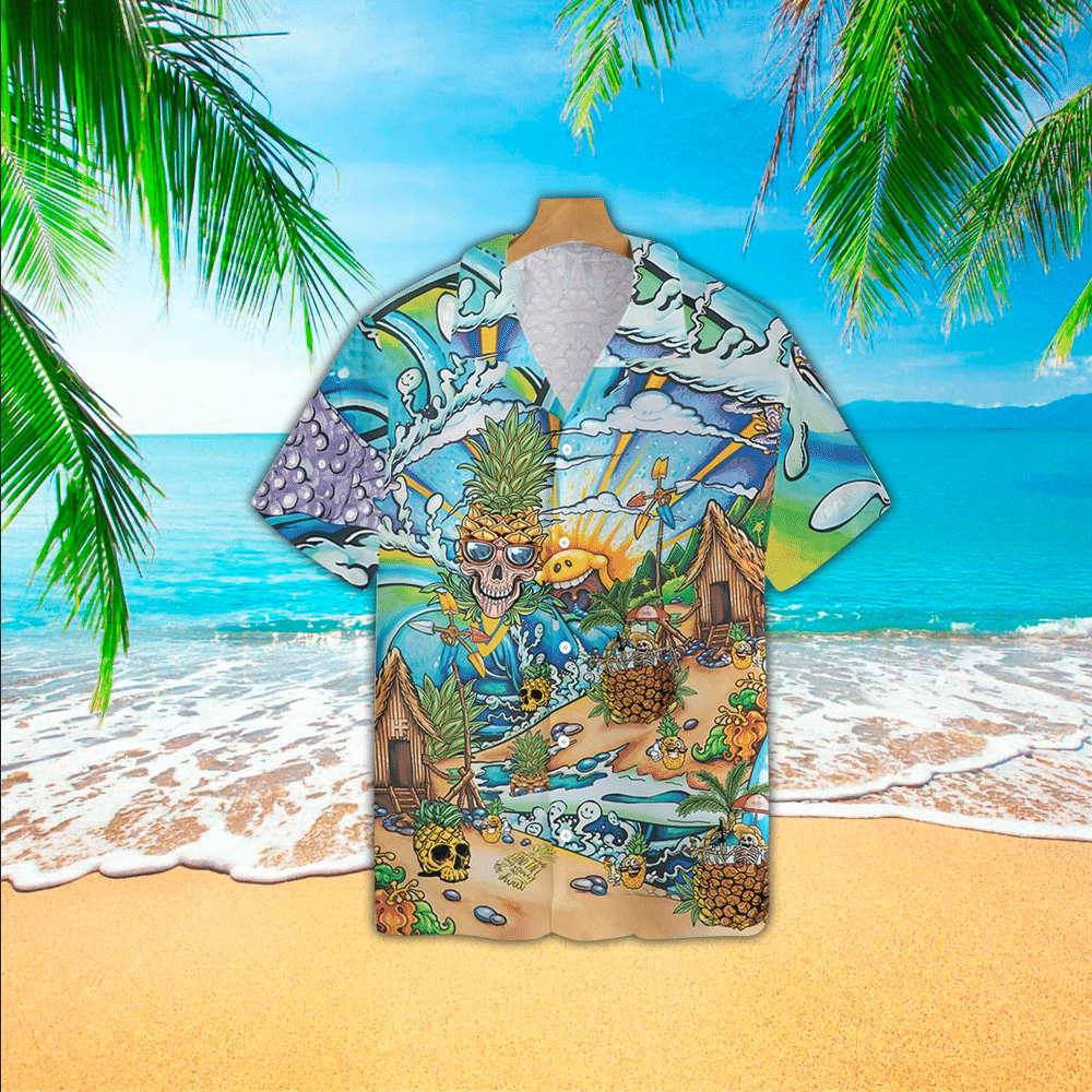 Pineapple Mens Hawaiian Shirt Pineapple Button Up Shirt for Men and Women