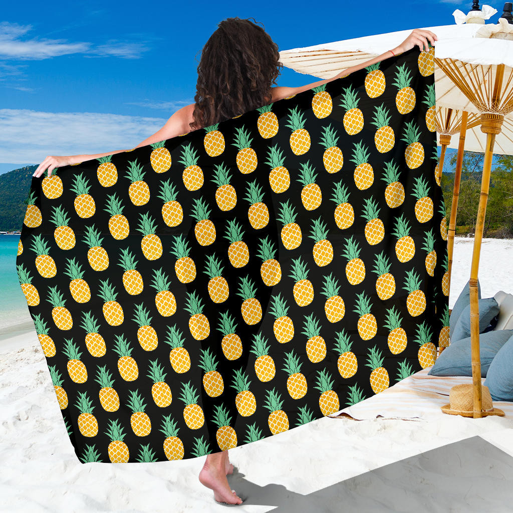 Pineapple Pattern Print Sarong Cover Up Pineapple Pareo Wrap Skirt Dress