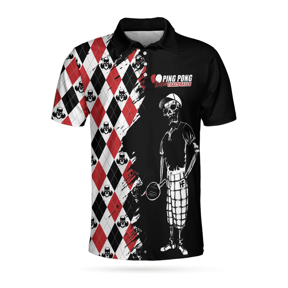 Ping Pong Takes Balls Table Tennis Polo Shirt Argyle Pattern Ping Pong Player Polo Shirt Ping Pong Shirt For Men