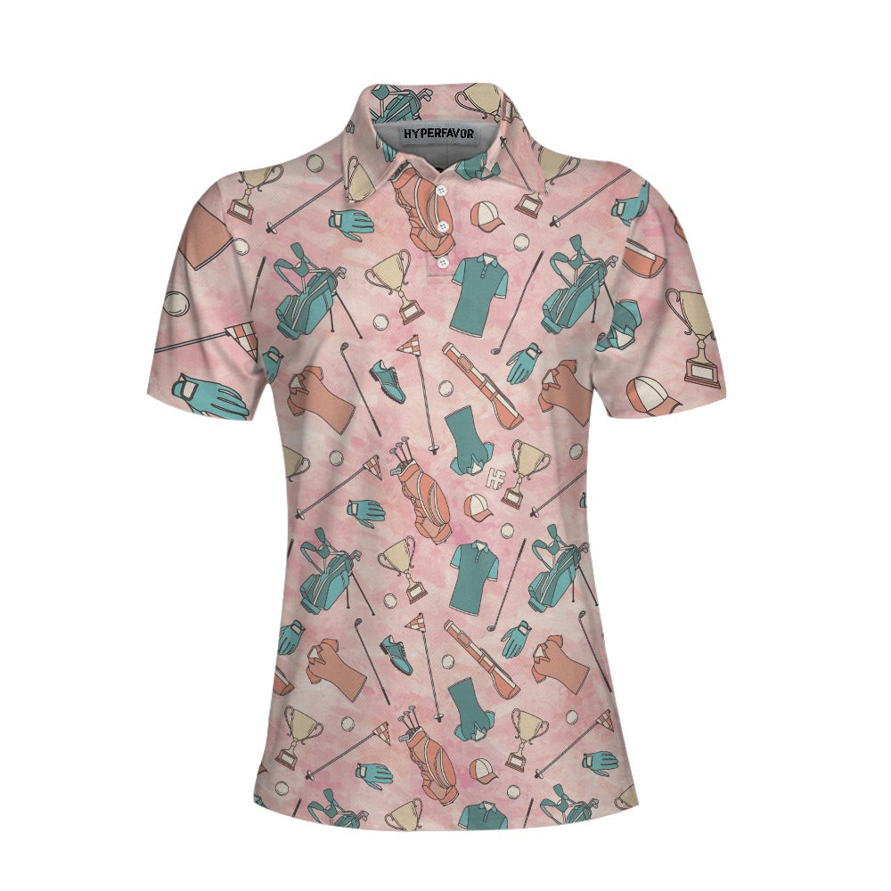 Pink And Elegant Seamless Pattern Golf Short Sleeve Women Polo Shirt