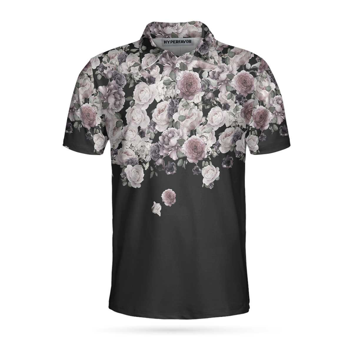 Pink And Purple Roses Polo Shirt Roses Seamless Pattern Polo Shirt Best Rose Themed Shirt For Adults