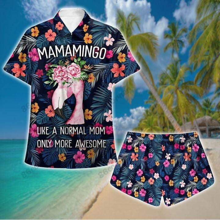 Pink Flamingo Hawaiian Shirt Tropical Mamamingo Beach Hawaiian Shirt For Men Women