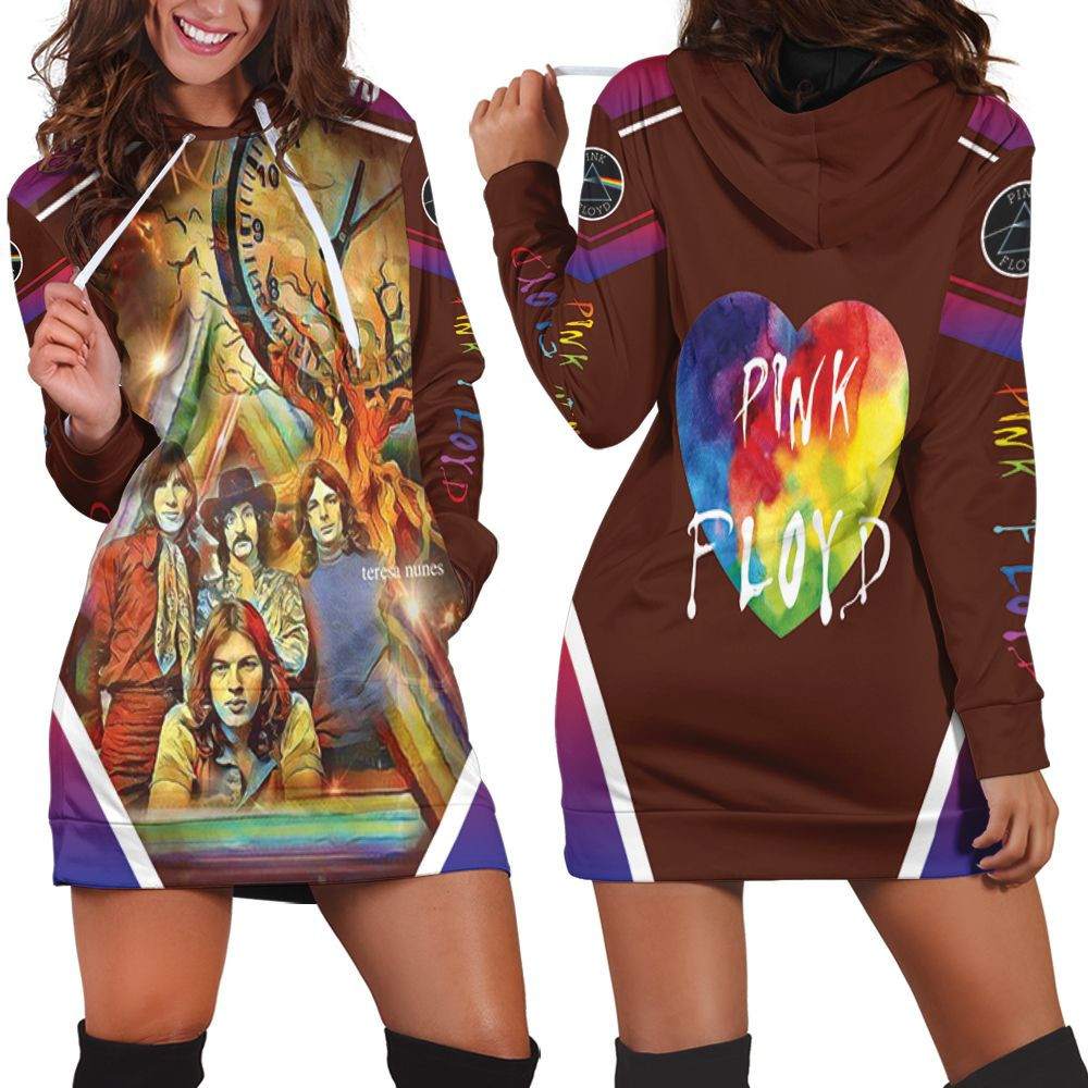 Pink Floyd Rainbow Clock Paint Hoodie Dress Sweater Dress Sweatshirt Dress