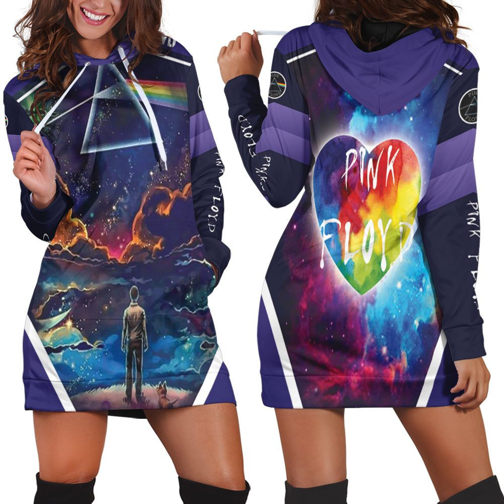 Pink Floyd Rainbow Triangle Glass Reflect Space Night Hoodie Dress Sweater Dress Sweatshirt Dress