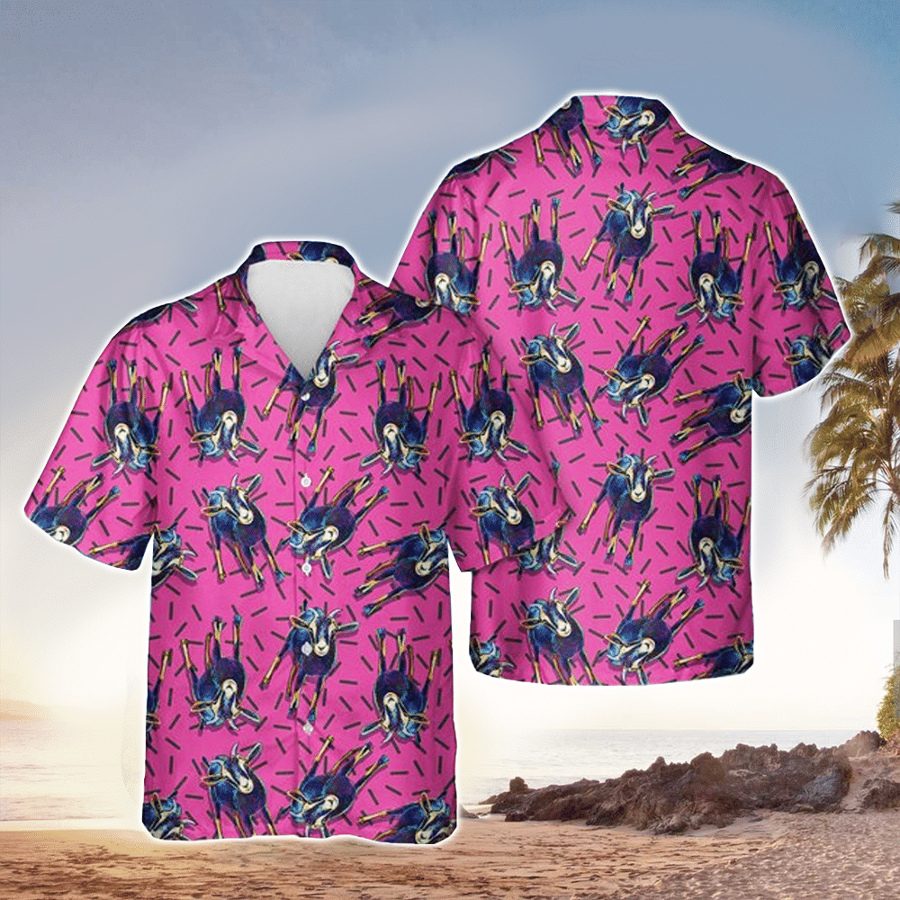 Pink Goat Hawaiian Shirt for Men and Women
