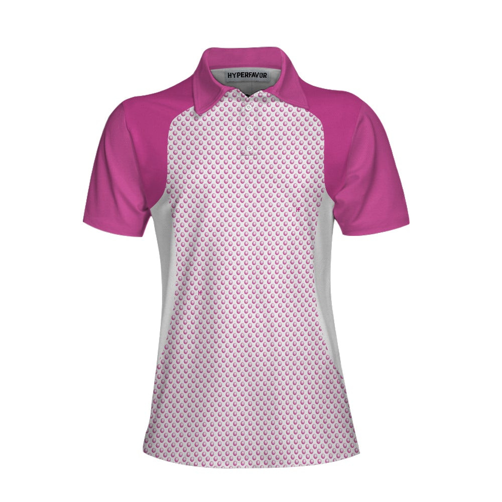 Pink Golf Balls Seamless Pattern Short Sleeve Women Polo Shirt