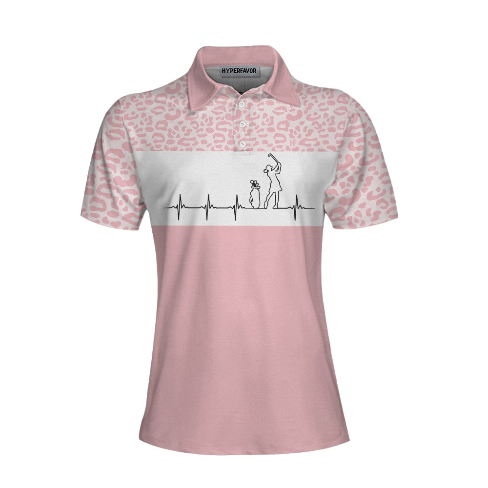 Pink Golfbeat Leopard Golf Short Sleeve Women Polo Shirt