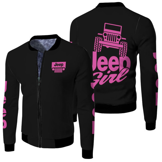 Pink Jeep Girl Fleece Fleece Bomber Jacket