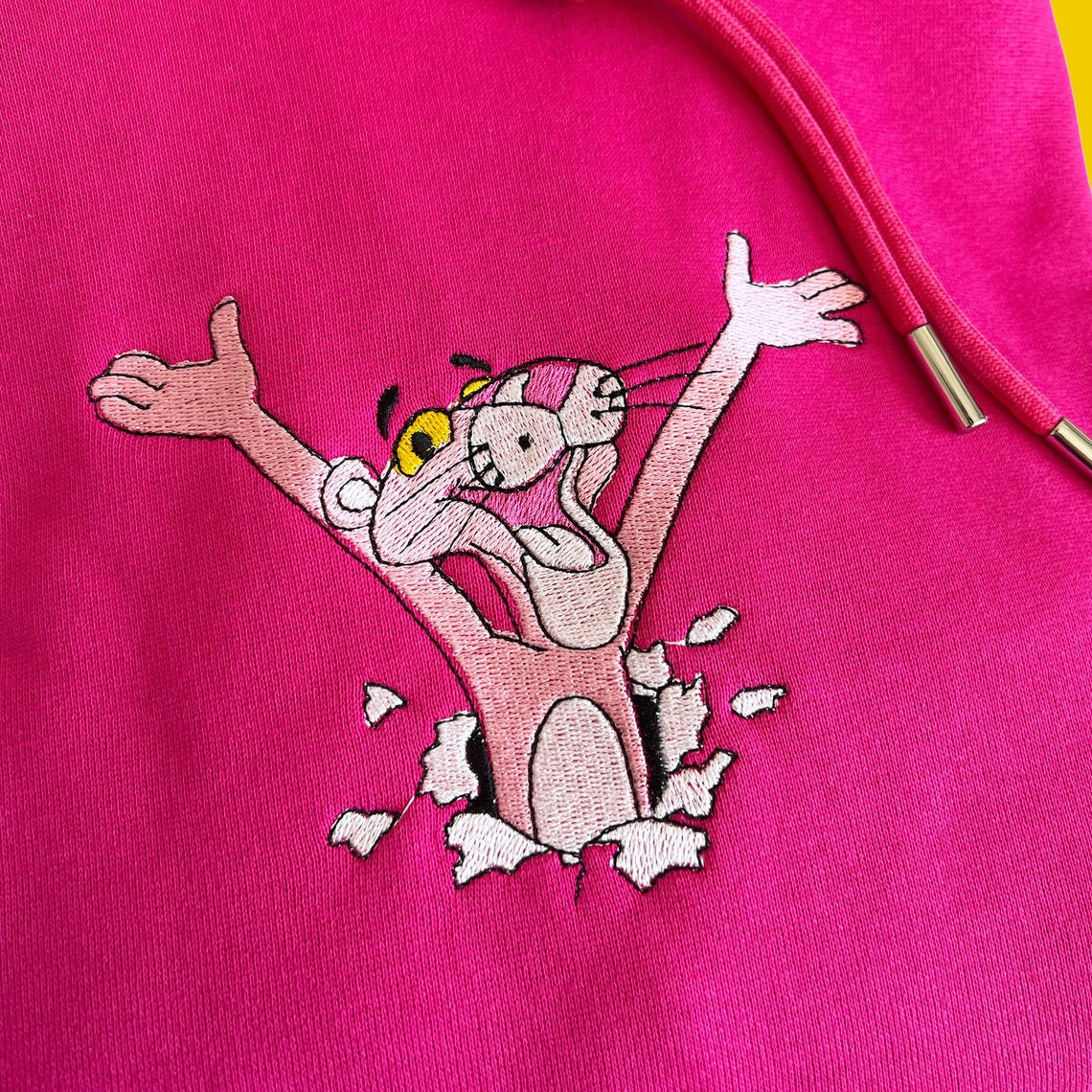 Pink Panther Embroidered Hoodie Pink Panther Embroidered Sweatshirt Cartoon Embroidery Pink Panther Hoodies Cartoon Anime Sweatshirts