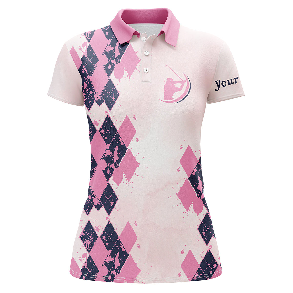 Pink Pattern Womens Golf Polo Shirt Custom Name Unique Gifts For Golf Lovers