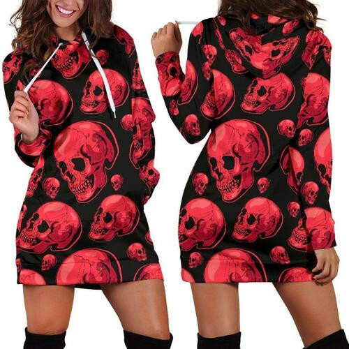 Pink Skulls Hoodie Dress Sweater Dress Sweatshirt Dress 3d All Over Print For Women Hoodie