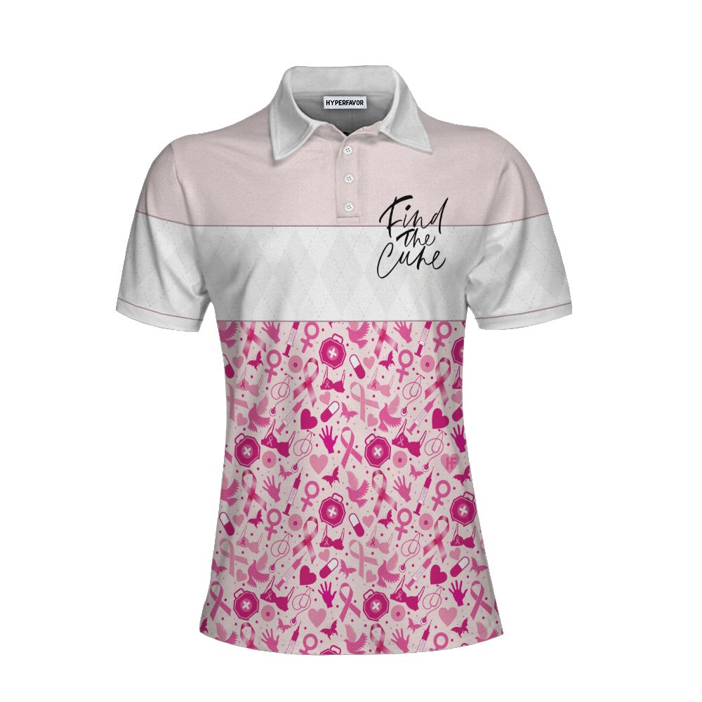 Pink Spread The Hope Find The Cure Breast Cancer Awareness Short Sleeve Women Polo Shirt Pink Ribbon Shirt