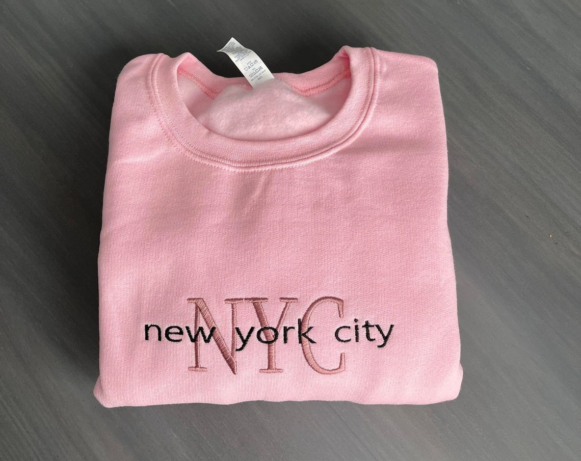 Pink Vintage Nyc Embroidered Crewneck