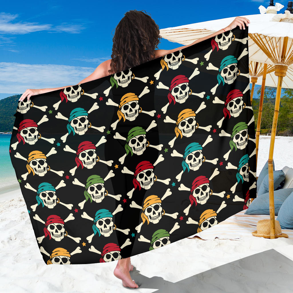 Pirate Pattern Print Sarong Cover Up Pirate Pareo Wrap Skirt Dress